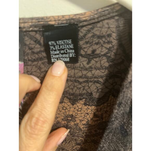 Desigual Why? 47V2048 Women's Brown Faux Wrap Embroidered Belted Dress sz. M - Picture 6 of 9